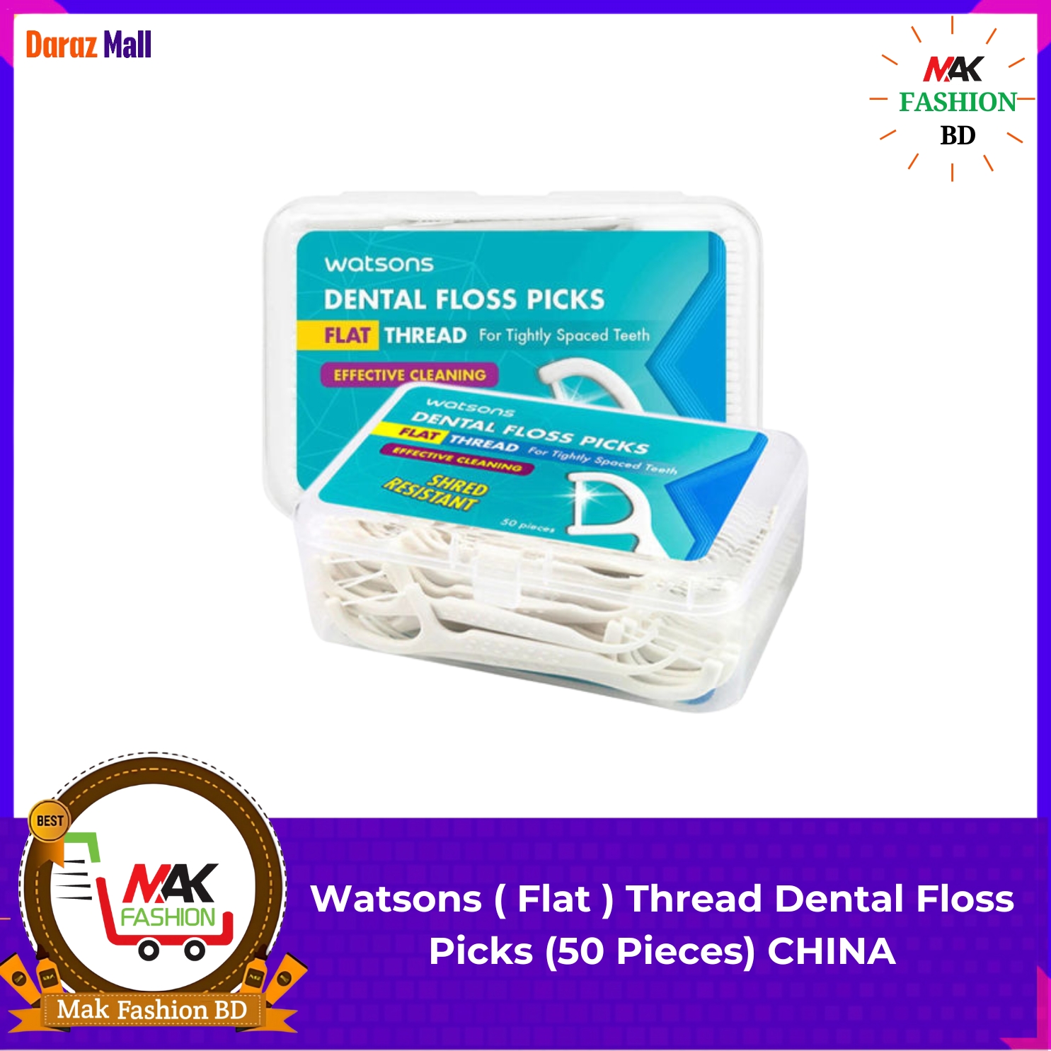 Watsons FLAT Thread Dental Floss 50 Picks THAILAND - 190966155