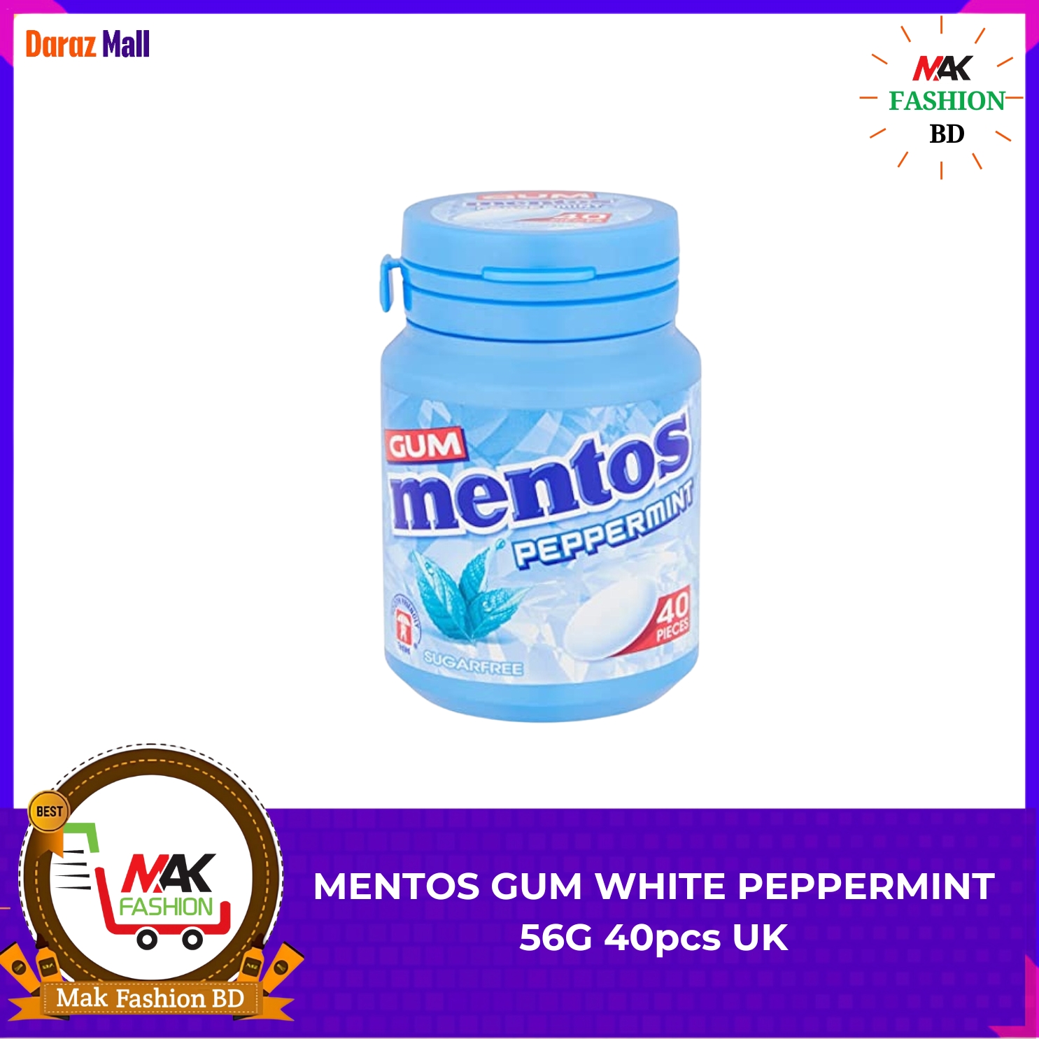 Mentos Gum White Peppermint 56G 40pcs UK 198826401