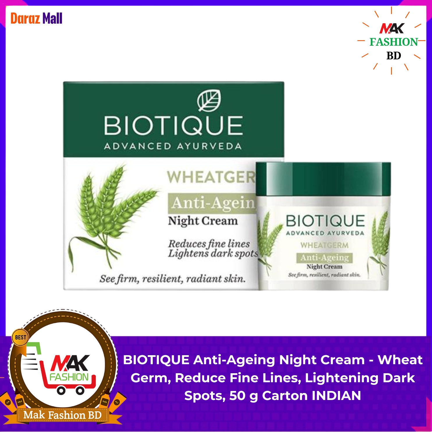 Biotique Bio Wheat Germ Cream youthful nourishing night cream– 50GM INDIAN  -258917371