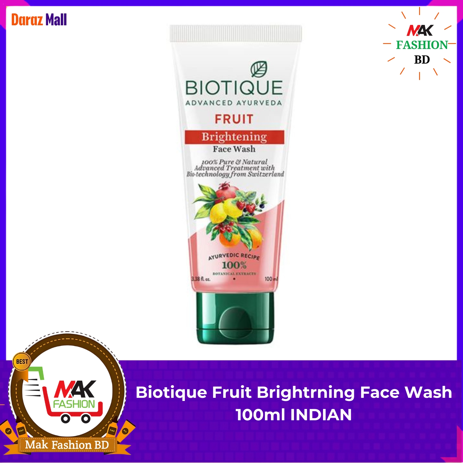 Biotique Fruit Brightening Face Wash - 100ml INDIAN 262171044