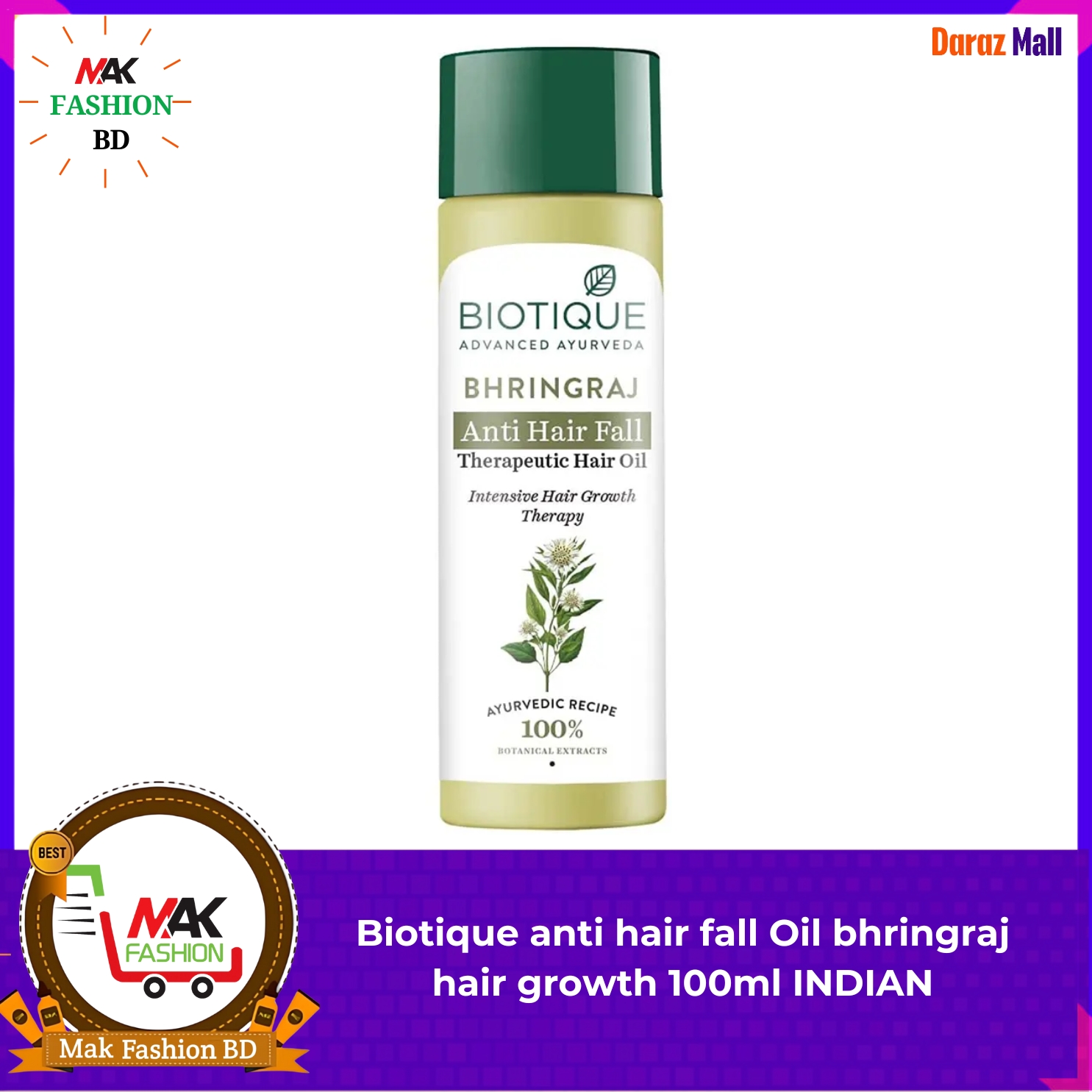 Biotique anti hair fall Oil bhringraj hair growth 120ml INDIAN  307379533