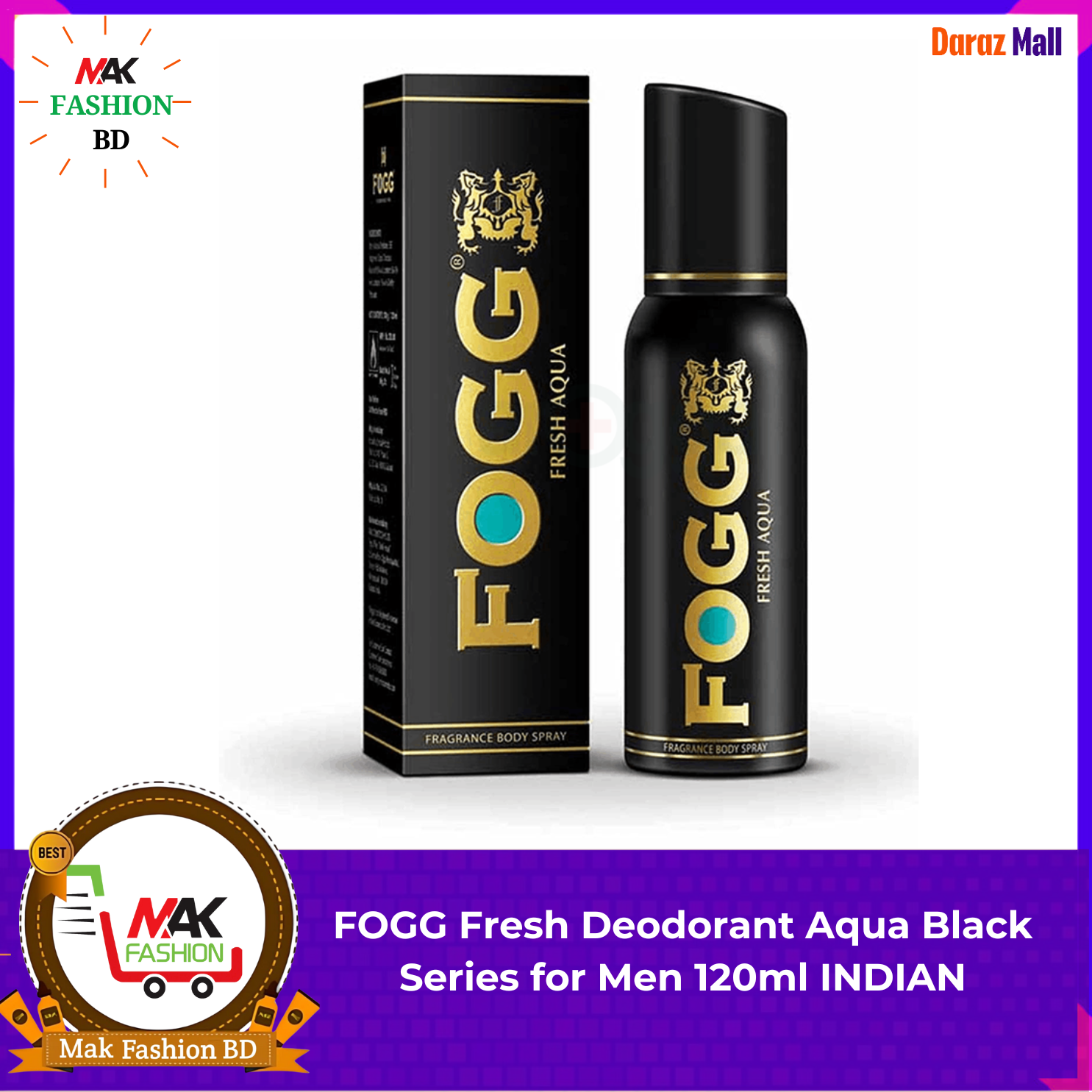FOGG Fresh Deodorant Aqua Black Series for Men 120ml INDIAN 315796892