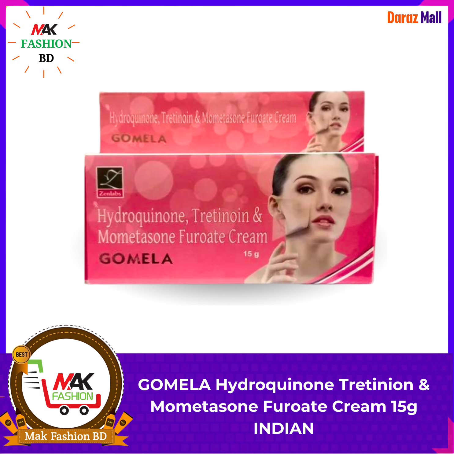 GOMELA Hydroquinone Tretinion & Mometasone Furoate Cream 15g INDIAN 316675881