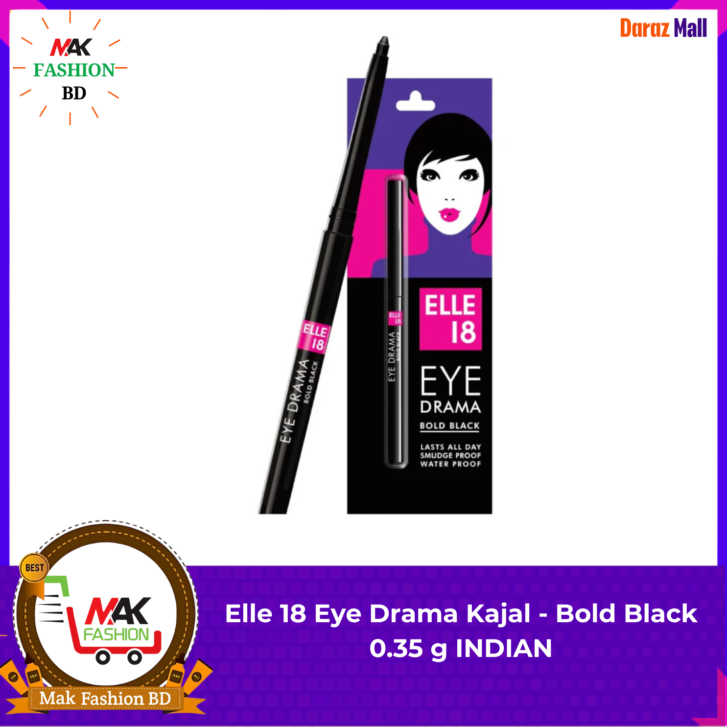 Elle 18 Eye Drama Kajal Bold Black 0.35g INDIAN 320211418