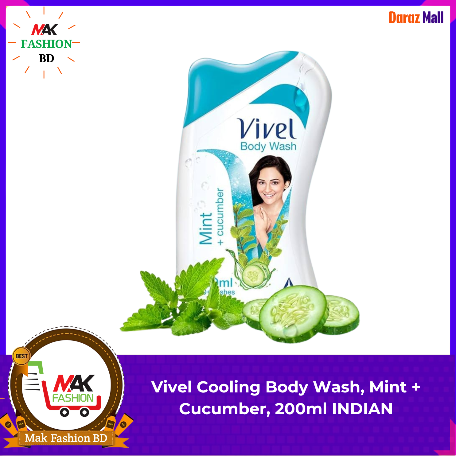 Vivel Cooling Body Wash Mint+Cucumber 200ml INDIAN  320722443