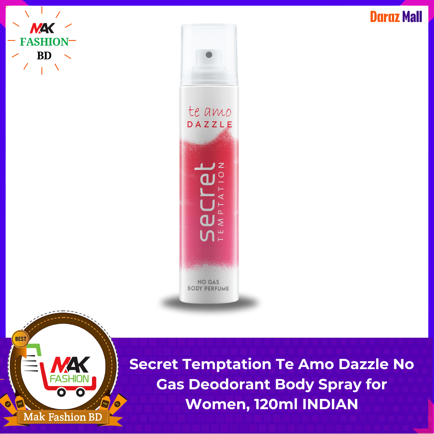 Secret Temptation Te Amo Dazzle No Gas Deodorant Body Spray for Women 120ml INDIAN 322906657