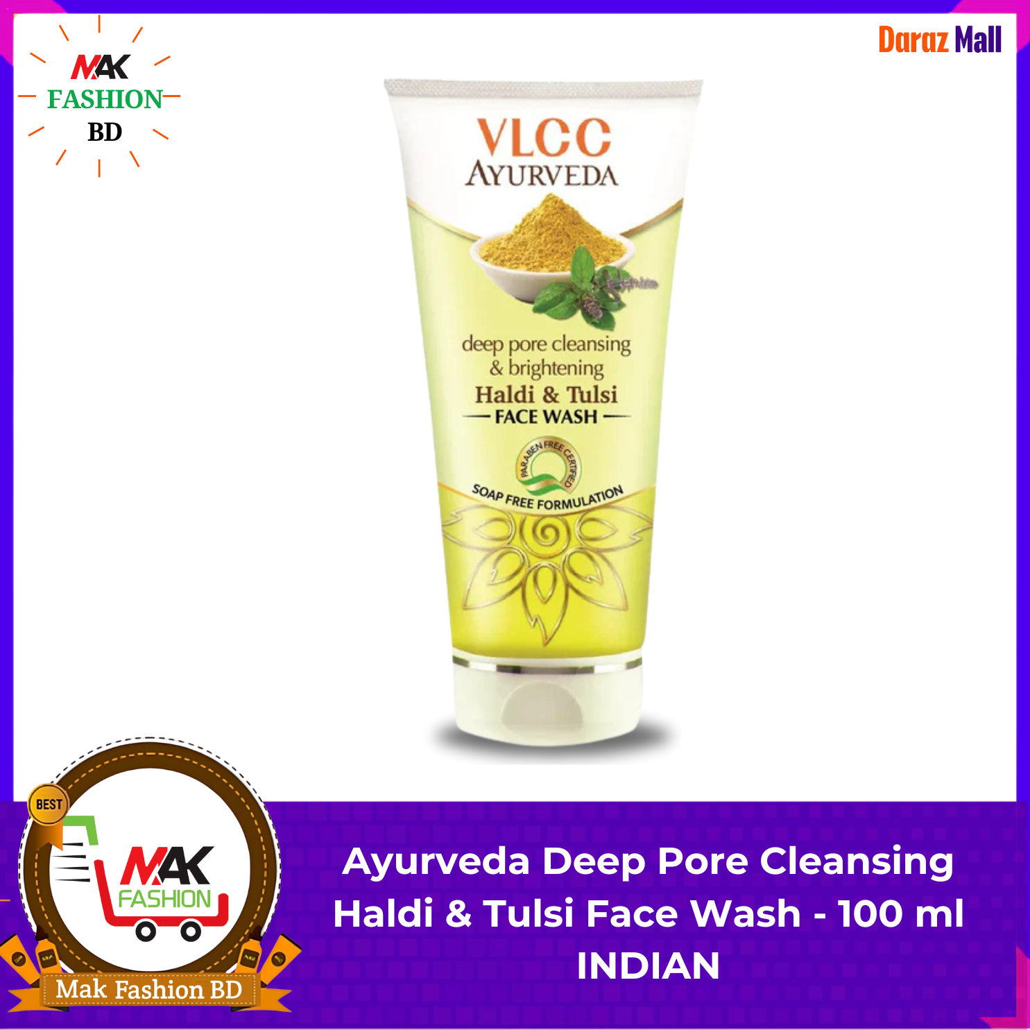 Vlcc Ayurveda deep pore cleansing & brightening Haldi & Tulsi Face wash 100ml INDIAN 323708895