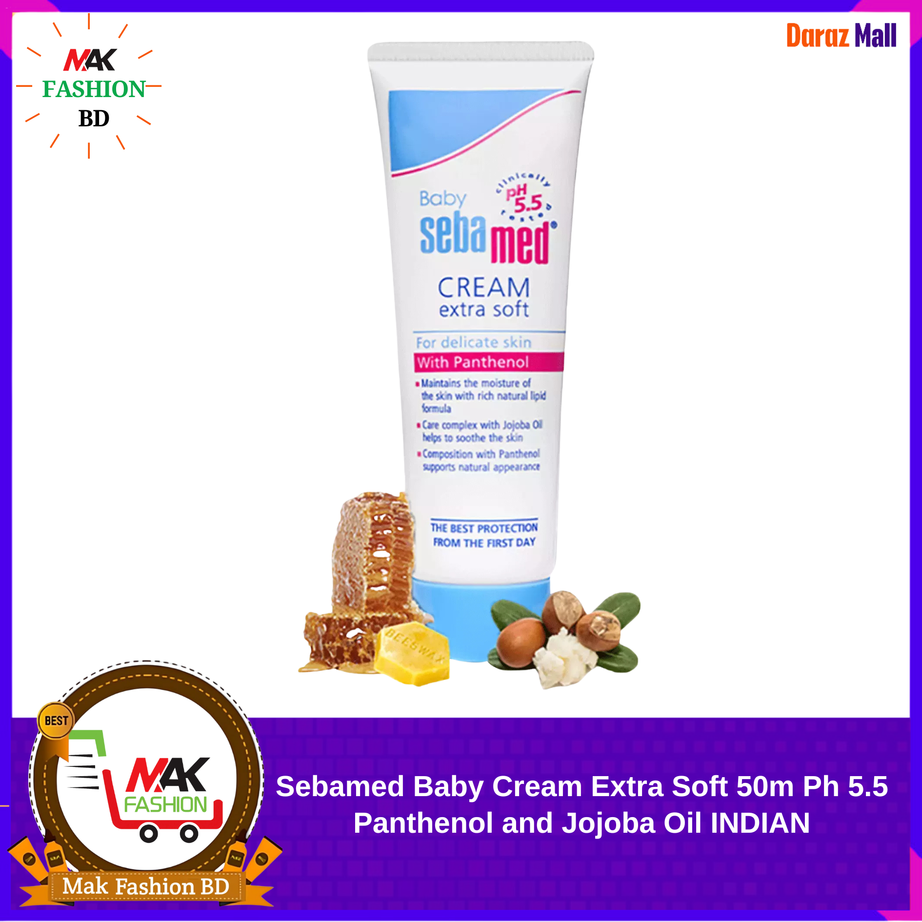 Sebamed Baby Cream Extra Soft Ph 5.5 Panthenol and Jojoba Oil 50ml INDIAN 327445742