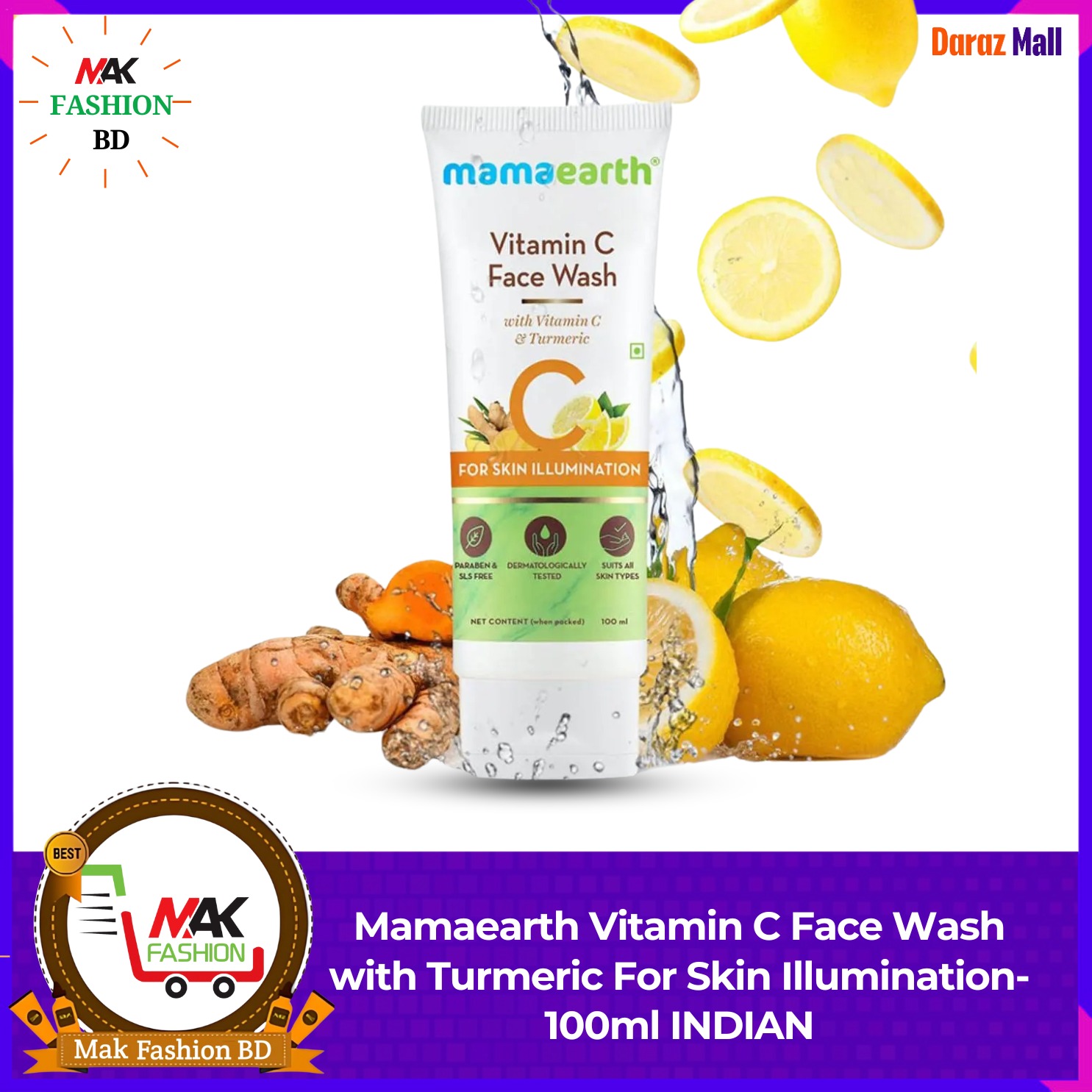 Mamaearth Vitamin C Face Wash with Turmeric For Skin Illumination 100ml INDIAN  362785445