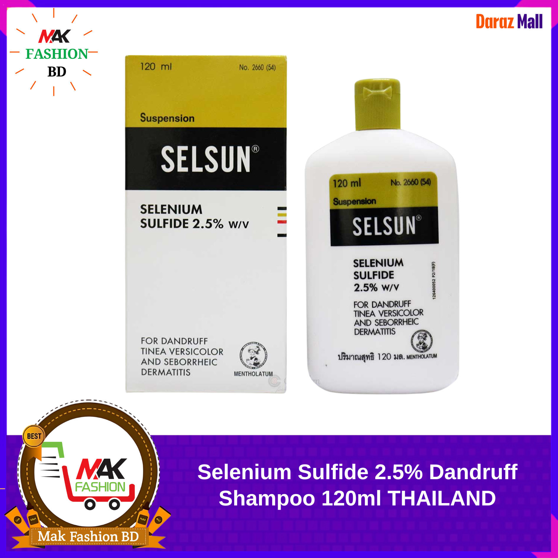 Selenium Sulfide 2.5% Dandruff Shampoo 120ml THAILAND  330929178