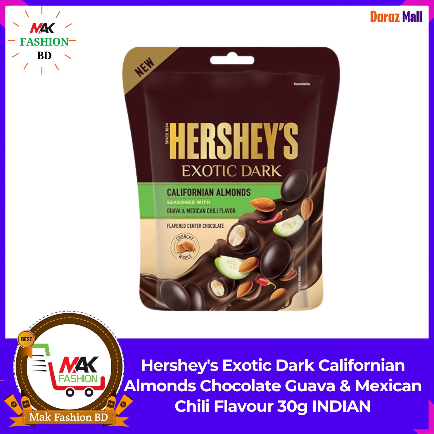 Hershey's Exotic Dark Californian Almonds Chocolate Guava & Mexican Chili Flavor 30g INDIAN  343157608