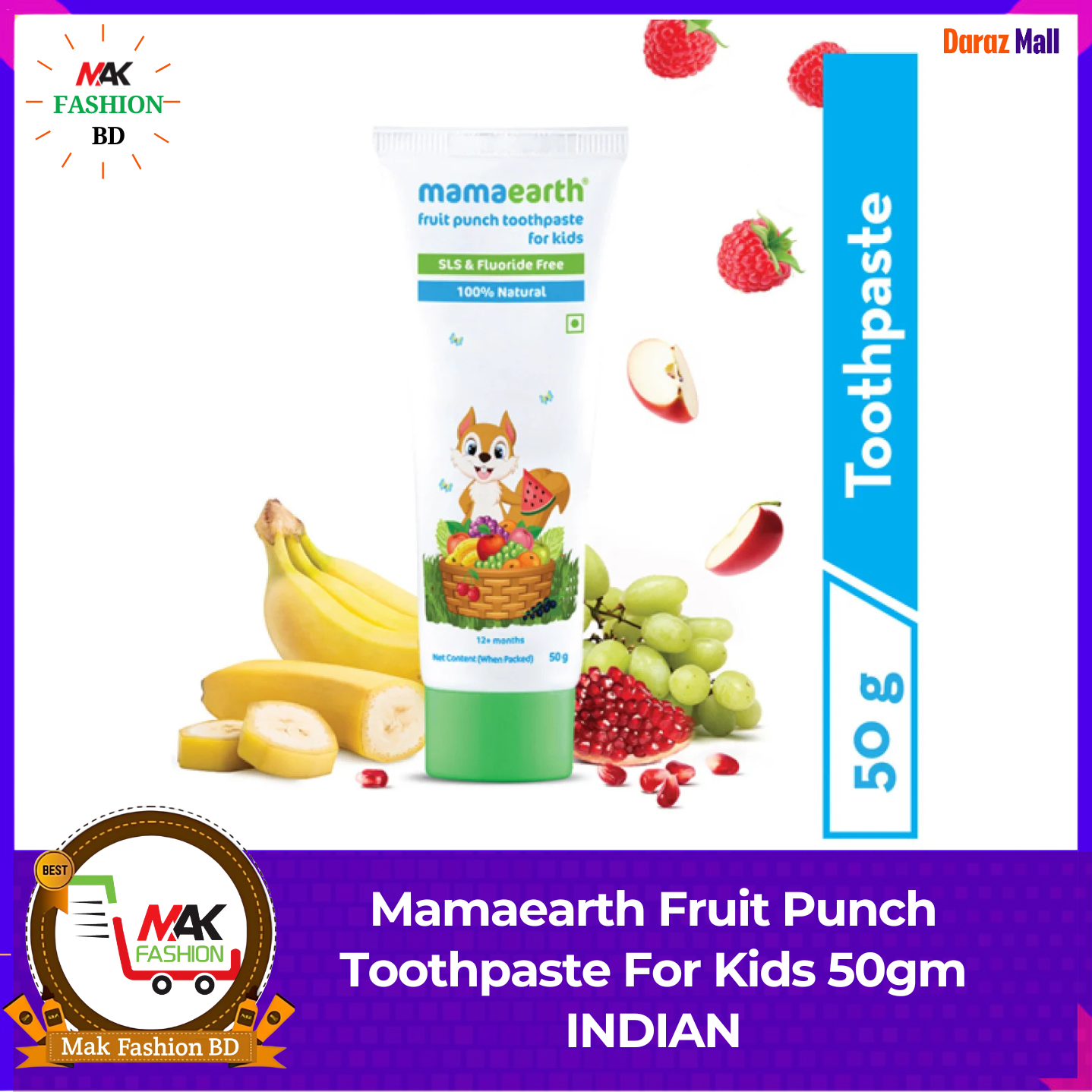 Mamaearth Fruit Punch Toothpaste For Kids 50gm INDIAN  362996092