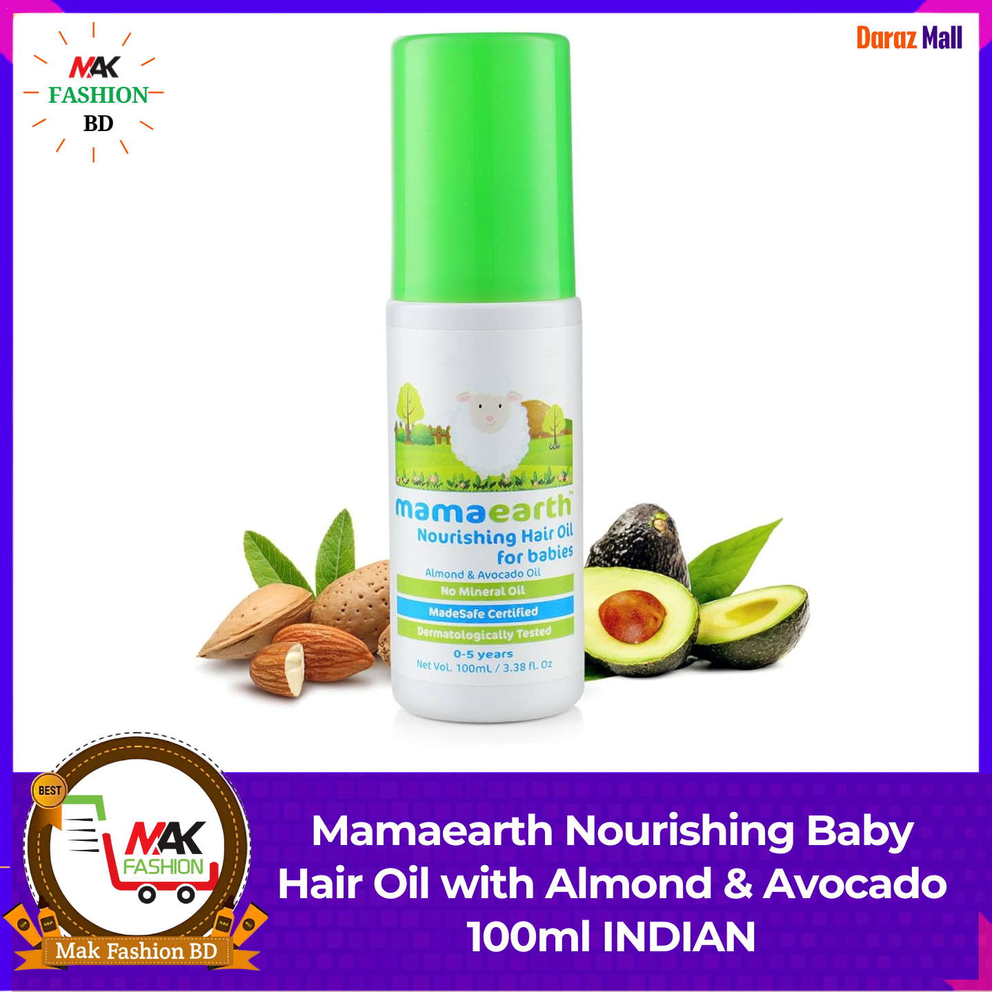 Mamaearth Nourishing Baby Hair Oil with Almond & Avocado 100ml INDIAN 362670661