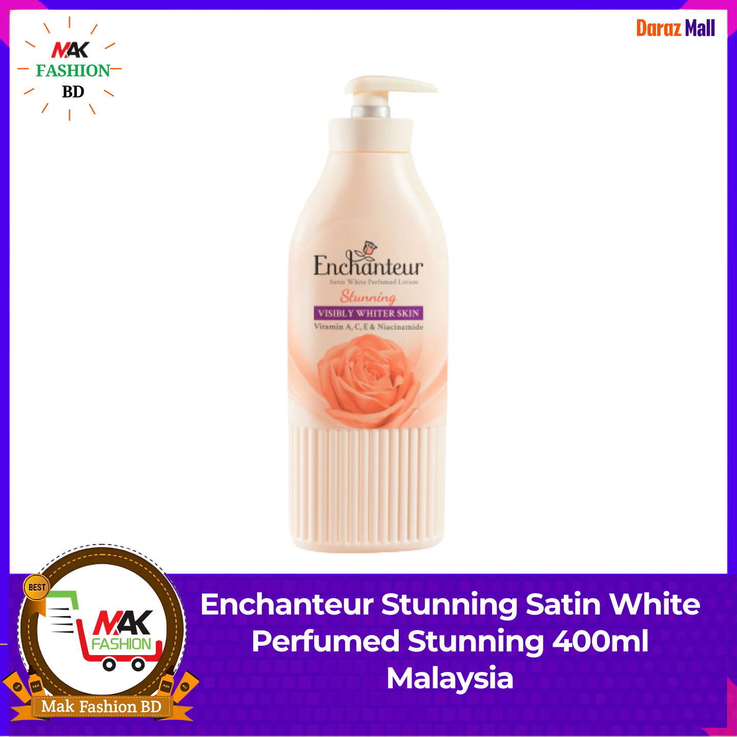 Enchanteur Stunning Satin White Perfumed Stunning 400ml Malaysia 505437945