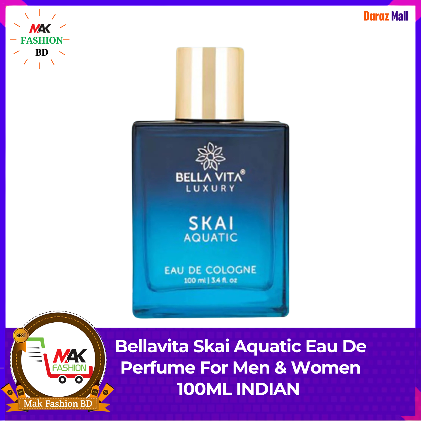Bellavita Skai Aquatic Eau De Perfume For Men & Women 100ML INDIAN 503933752