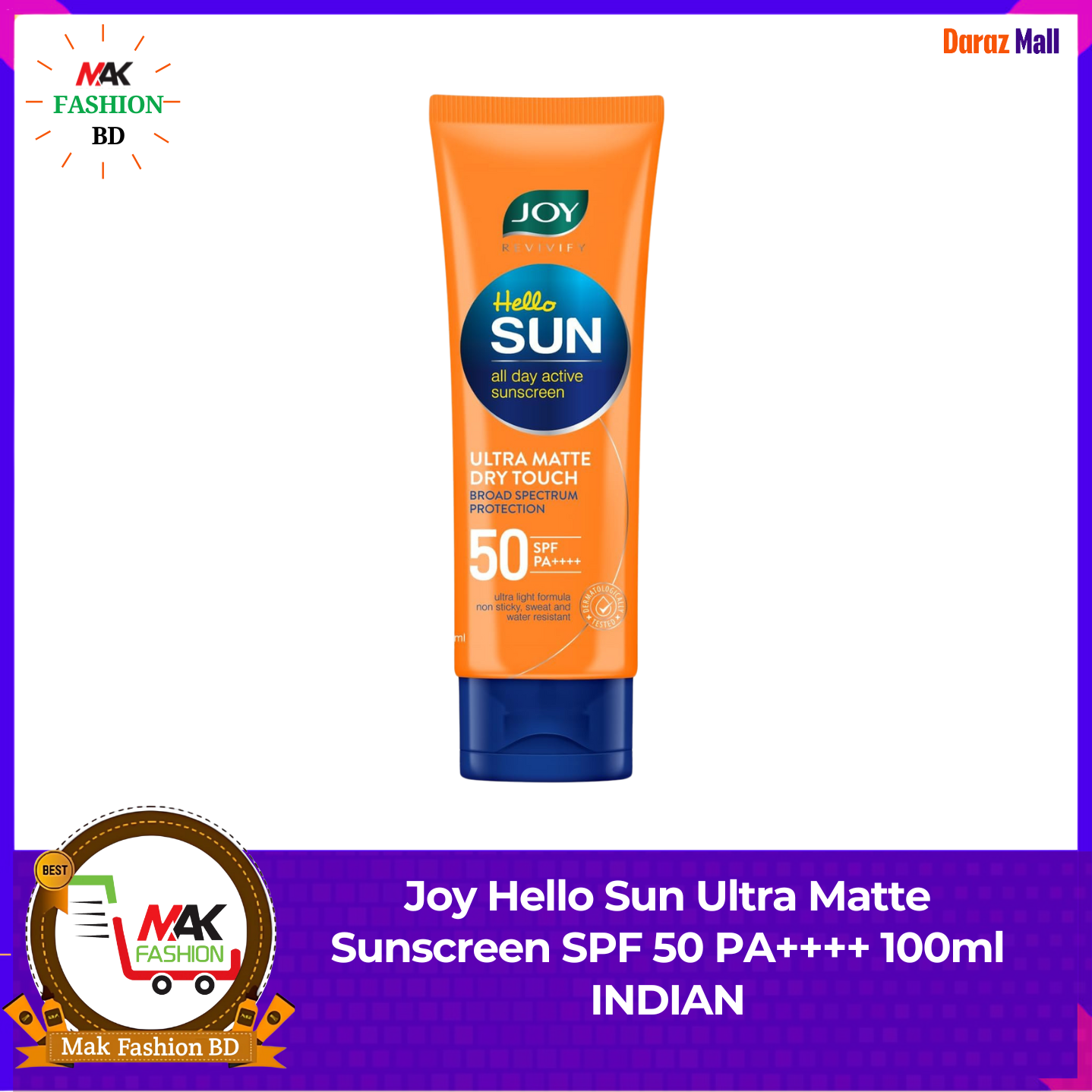 Joy Hello Sun Ultra Matte Sunscreen SPF 50 PA++++ 100ml INDIAN 452302719