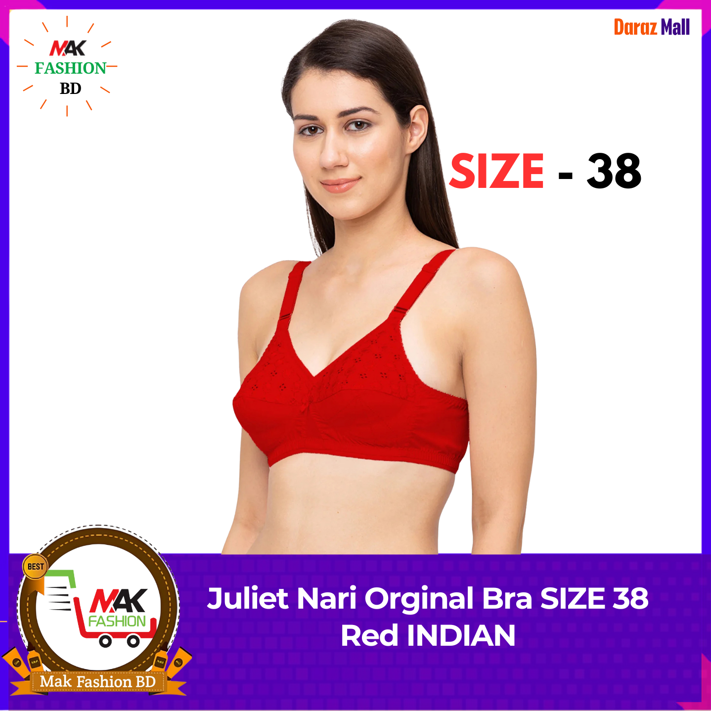 Juliet Nari Orginal Bra SIZE 38 Red INDIAN  424759634