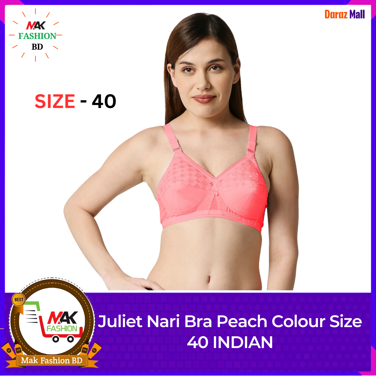 Juliet Nari Bra Peach Colour Size 40 INDIAN  420763480