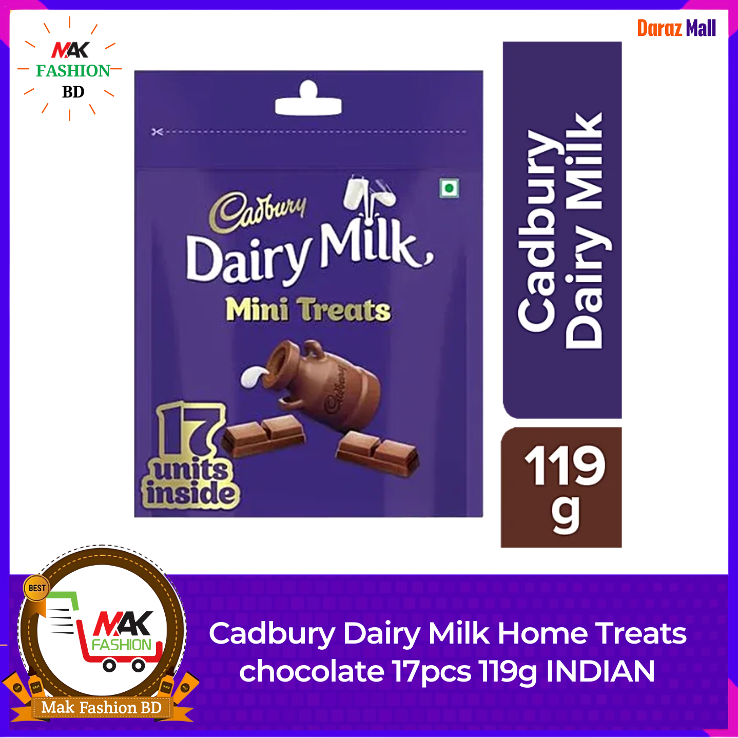 Cadbury Dairy Milk Home Treats chocolate 17pcs 119g INDIAN  366026461