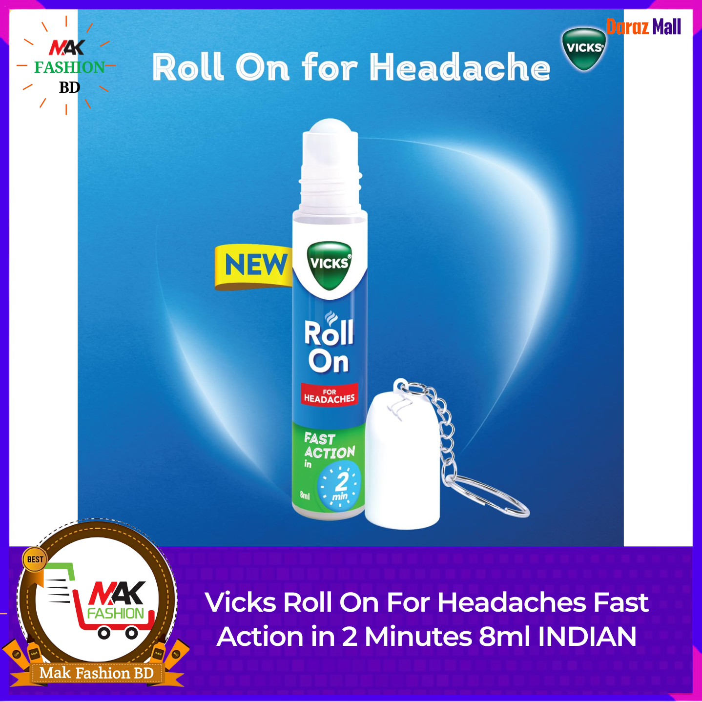 Vicks Roll On For Headaches Fast Action in 2 Minutes 8ml INDIAN  526253727