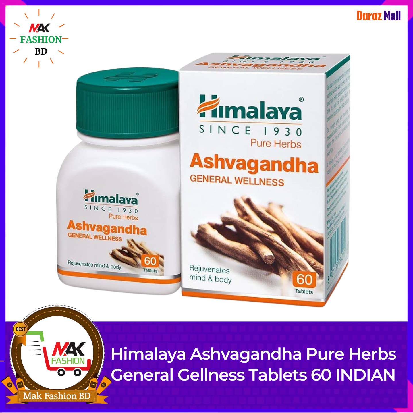 Himalaya Ashvagandha Pure Herbs General Gellness Tablets 60 INDIAN 526829367