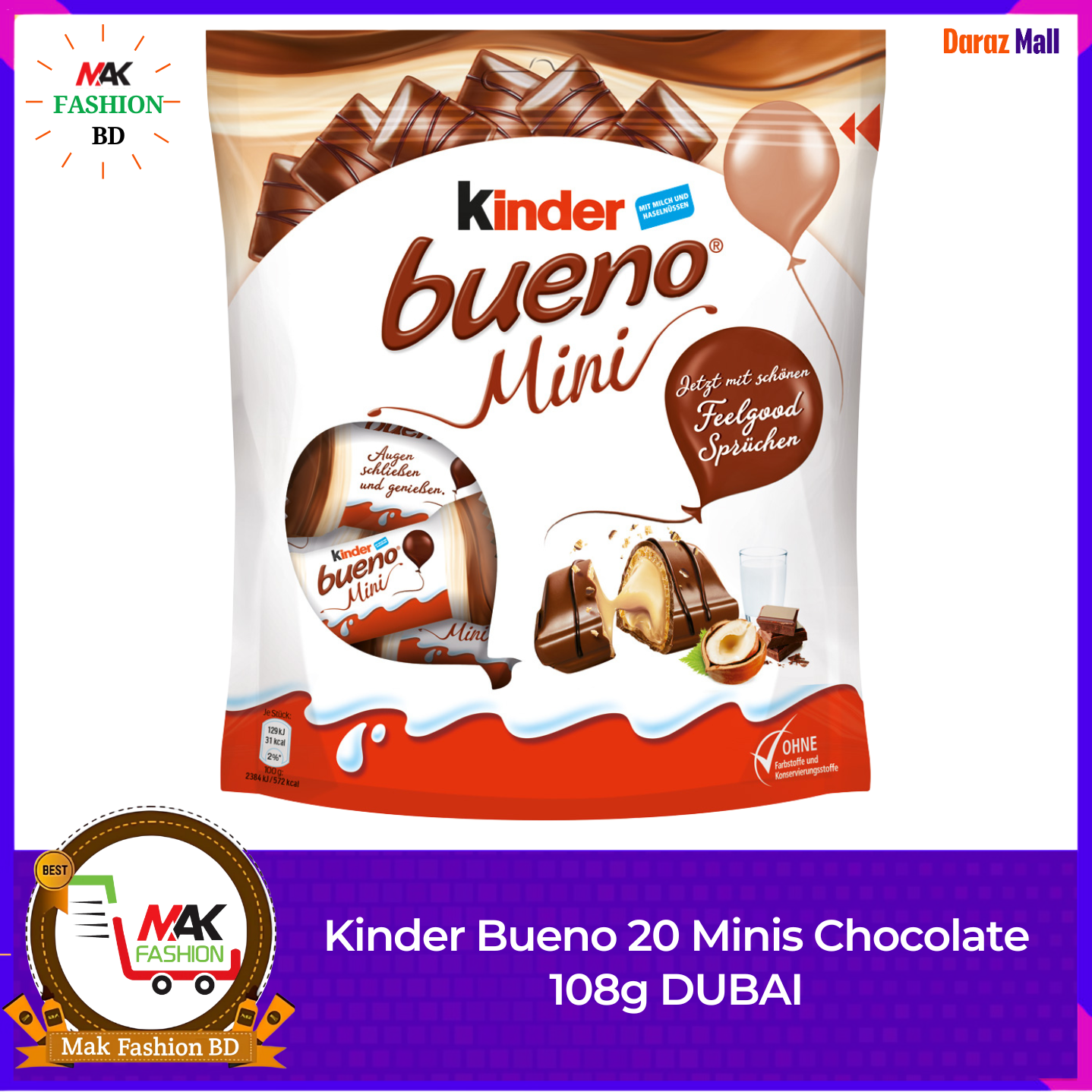 Kinder Bueno 20 Minis Chocolate 108g DUBAI 326049048