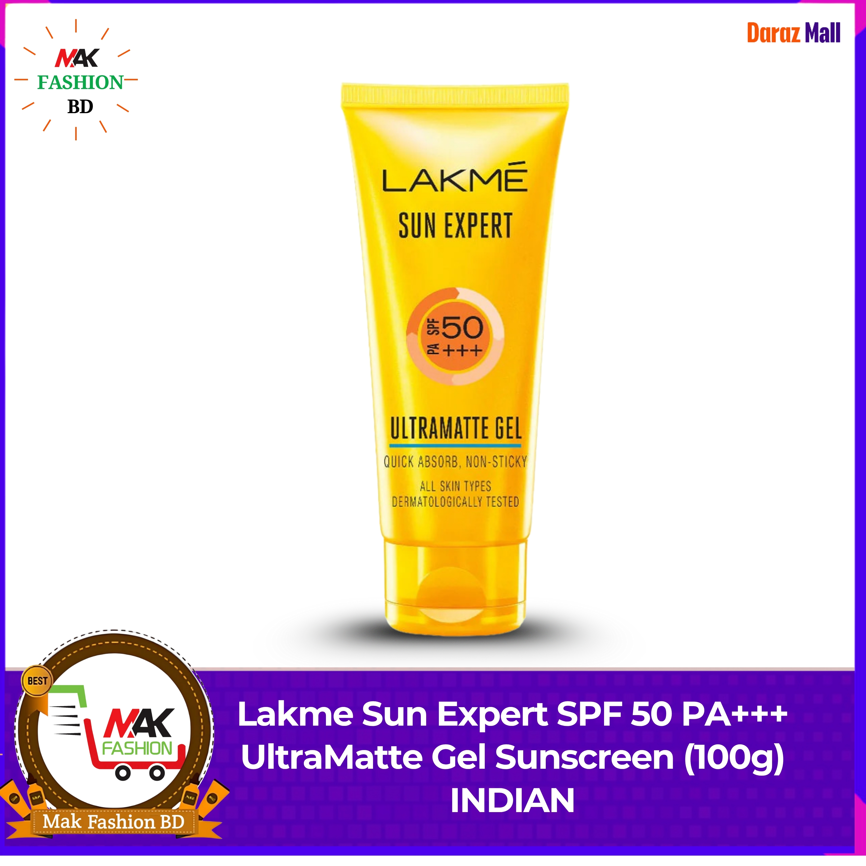 Lakme Sun Expert SPF 50 PA+++ UltraMatte Gel Sunscreen (100g) INDIAN  322336023