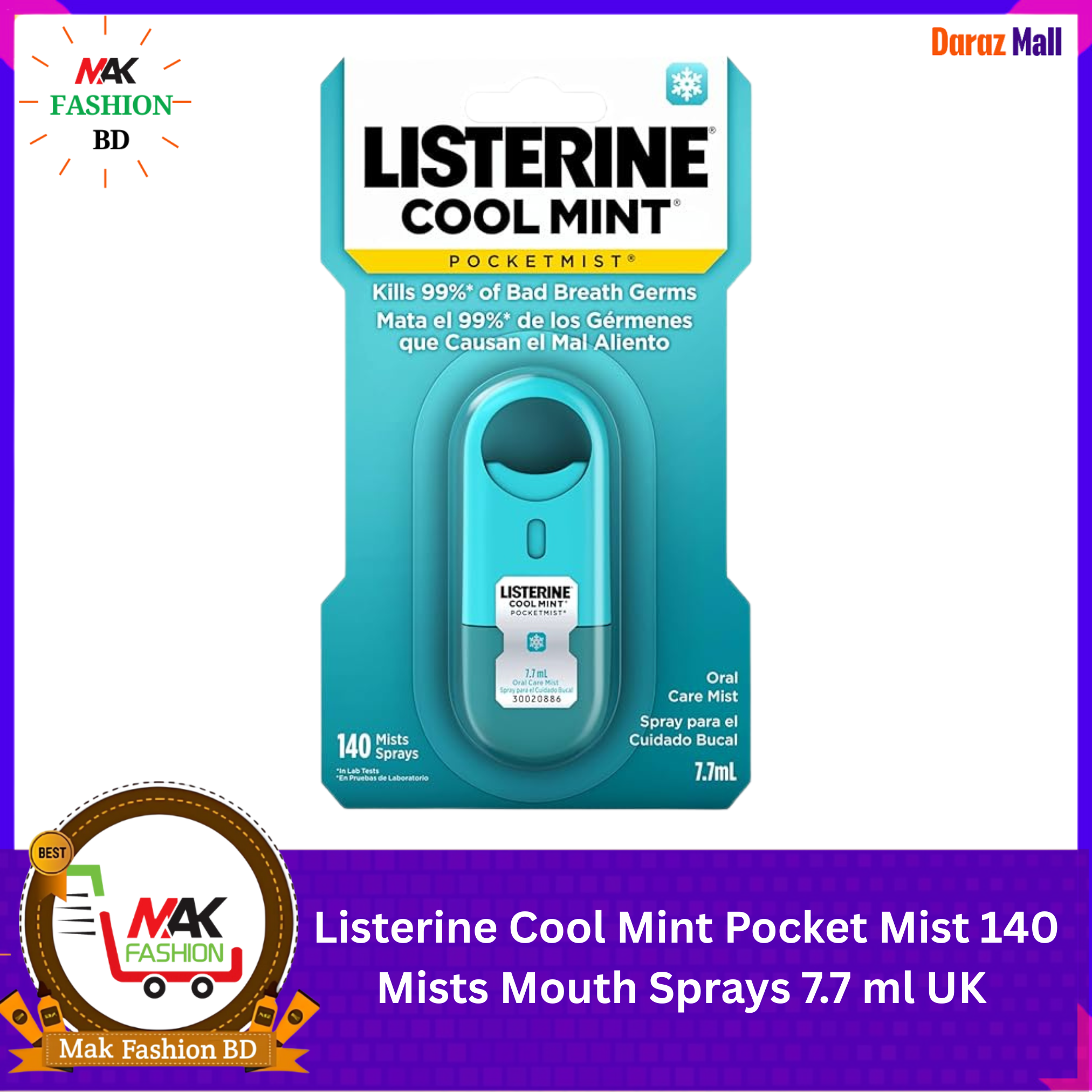 Listerine Cool Mint Pocket Mist 140 Mists Sprays 7.7 ml UK 537877964