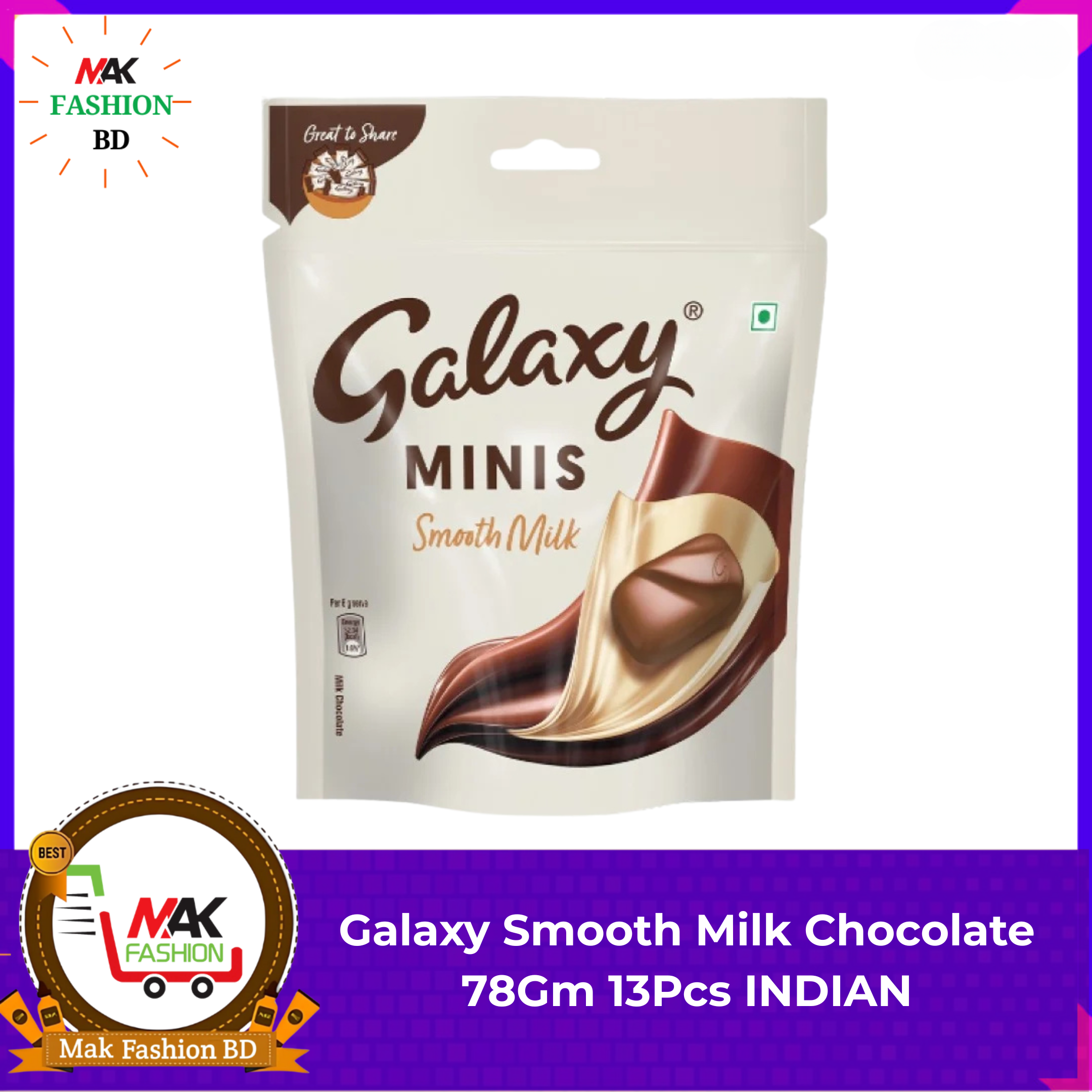 Galaxy Smooth Milk Chocolate 78Gm 13Pcs INDIAN 266897333