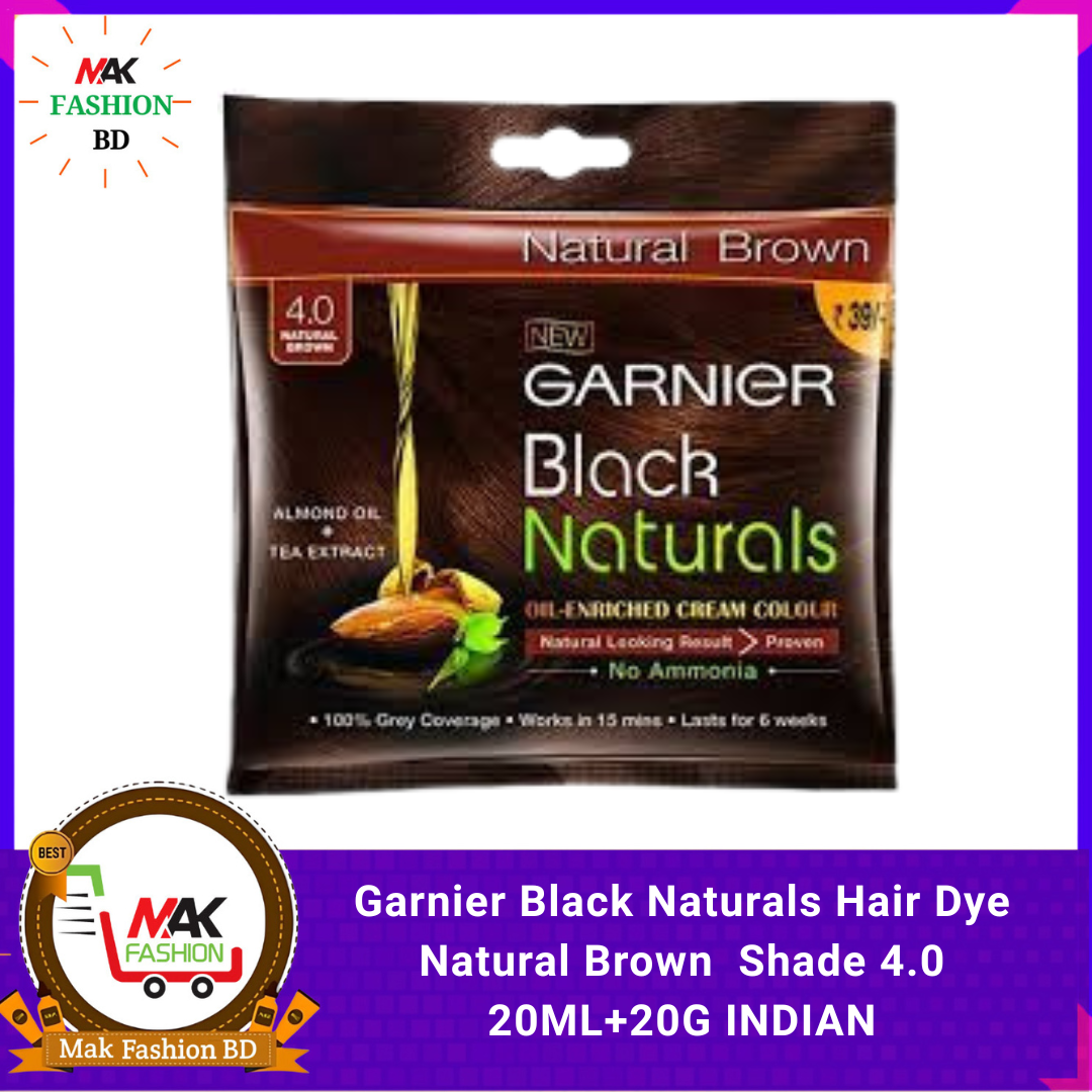 Garnier Black Naturals Hair Dye Natural Brown  Shade 4.0 20ML+20G INDIAN  310270209